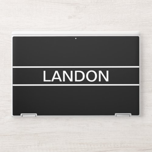 Customizable Text  Bold Modern Black  White HP Laptop Skin