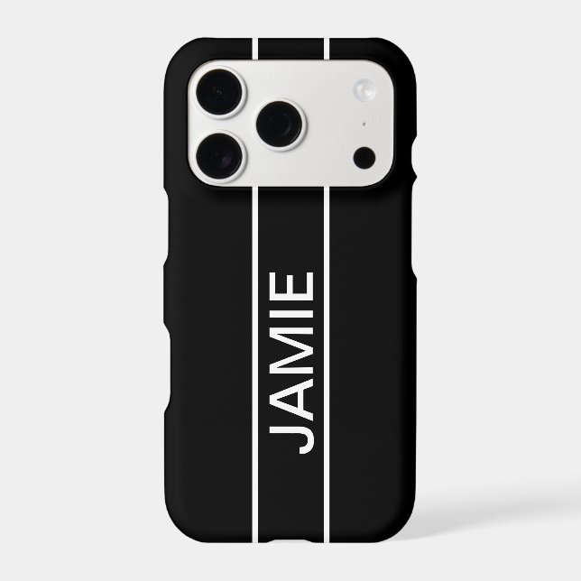 Customizable Text | Bold Modern Black & White Iphone Case (Back)