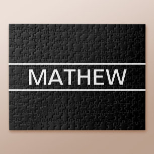 Customizable Text   Bold Modern Black & White Jigsaw Puzzle