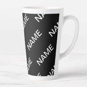 Customizable Text   Bold Modern Black & White Latte Mug