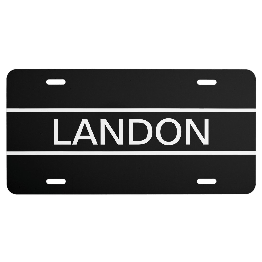 Customizable Text Bold Modern Black & White License Plate Zazzle