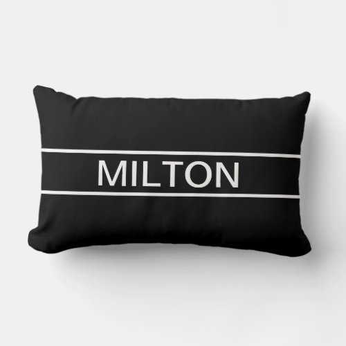 Customizable Text  Bold Modern Black  White Lumbar Pillow