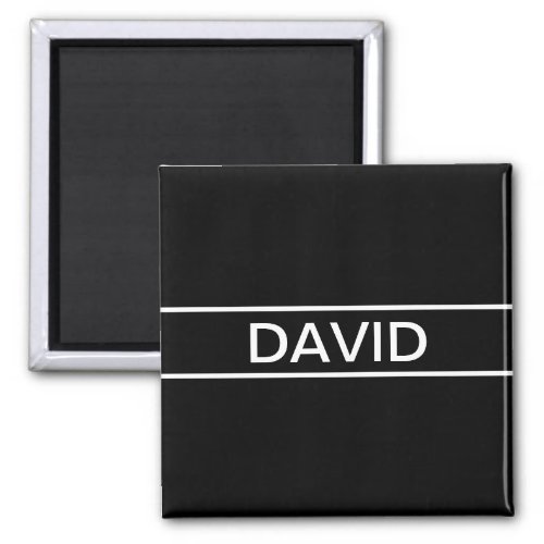 Customizable Text  Bold Modern Black  White Magnet