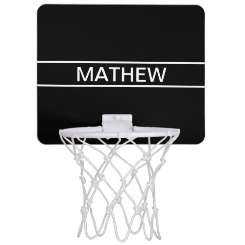 Customizable Text  Bold Modern Black  White Mini Basketball Hoop
