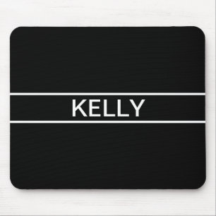 Customizable Text   Bold Modern Black & White Mouse Pad