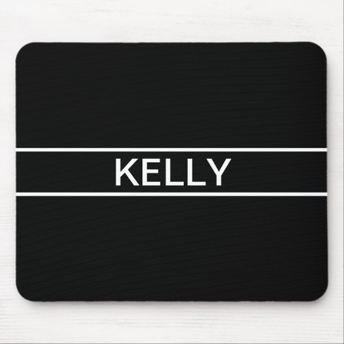 Customizable Text  Bold Modern Black  White Mouse Pad