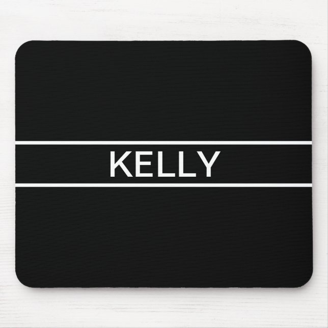 Customizable Text | Bold Modern Black & White Mouse Pad (Front)