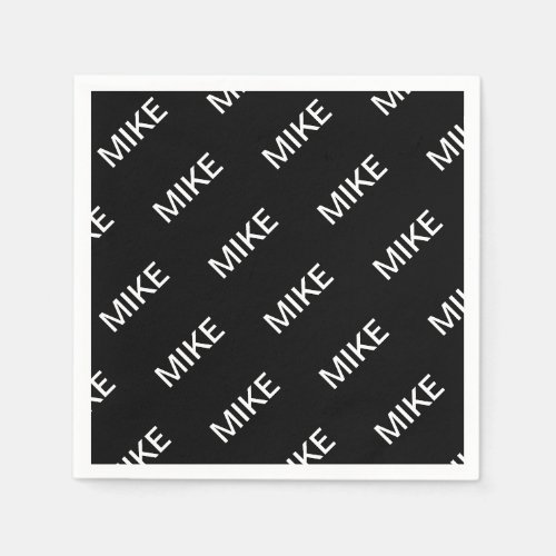 Customizable Text  Bold Modern Black  White Napkins