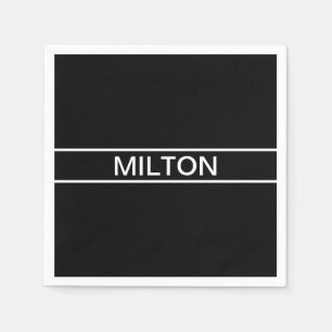 Customizable Text Bold Modern Black & White Napkins
