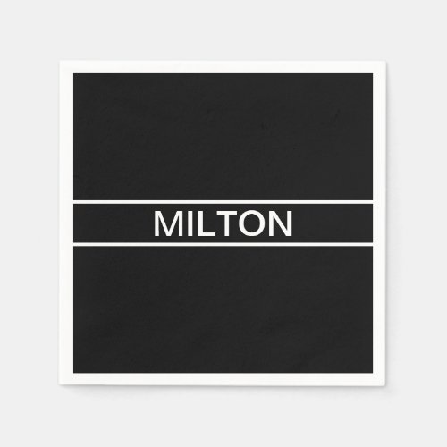 Customizable Text  Bold Modern Black  White Napkins