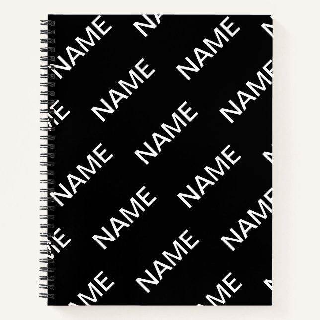 Customizable Text | Bold Modern Black & White Notebook (Front)