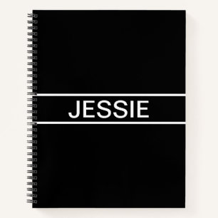 Customizable Text Bold Modern Black & White Notebook