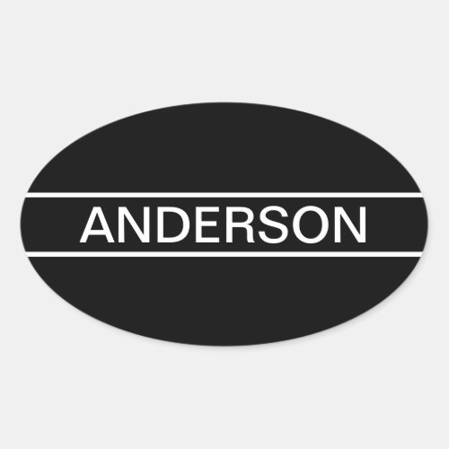 Customizable Text  Bold Modern Black  White Oval Sticker