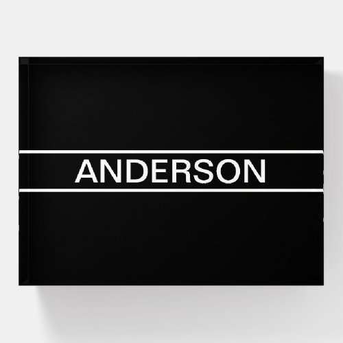 Customizable Text  Bold Modern Black  White Paperweight