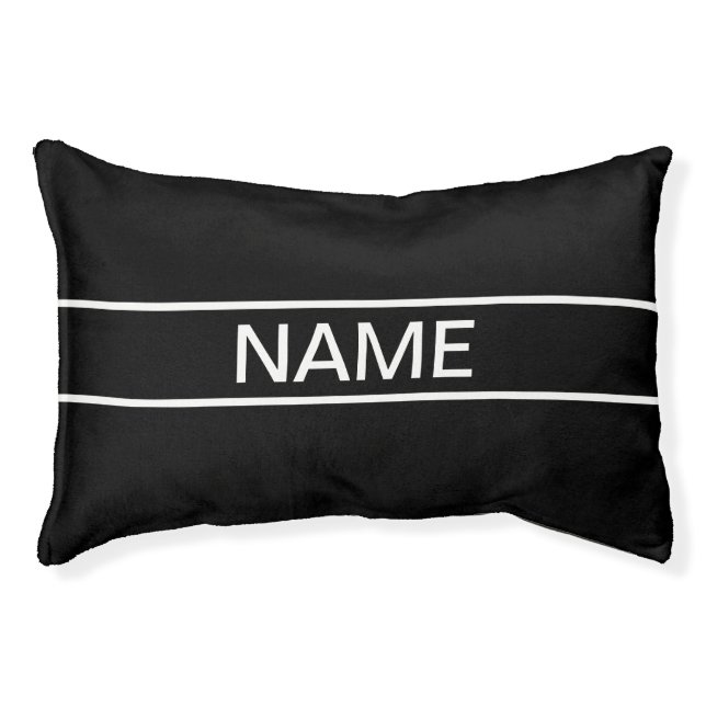 Customizable Text | Bold Modern Black & White Pet Bed (Front)