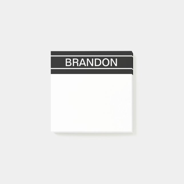 Customizable Text | Bold Modern Black & White Post-it Notes (Front)