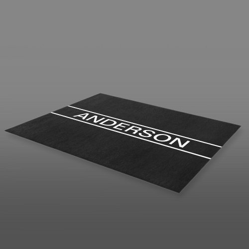 Customizable Text  Bold Modern Black  White Rug