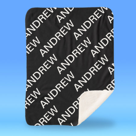 Customizable Text | Bold Modern Black & White Sherpa Blanket