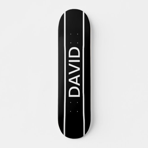 Customizable Text  Bold Modern Black  White Skateboard