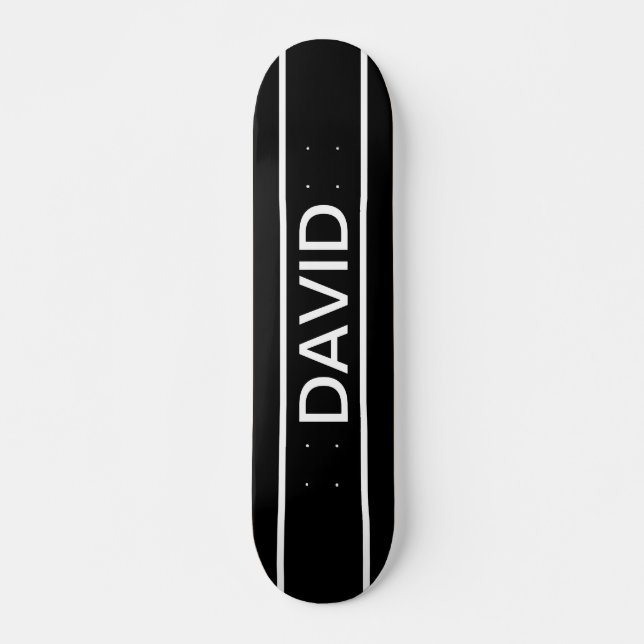 Customizable Text | Bold Modern Black & White Skateboard (Front)