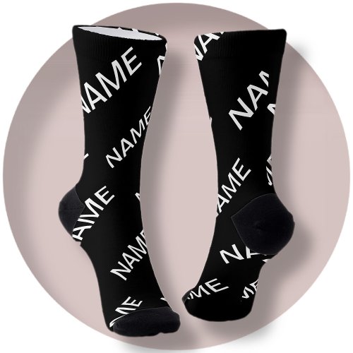 Customizable Text  Bold Modern Black  White Socks
