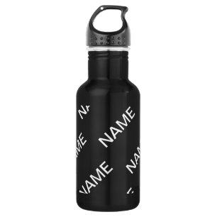 Customizable Text Bold Modern Black & White Stainless Steel Water Bottle