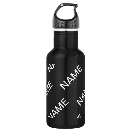 Customizable Text  Bold Modern Black  White Stainless Steel Water Bottle