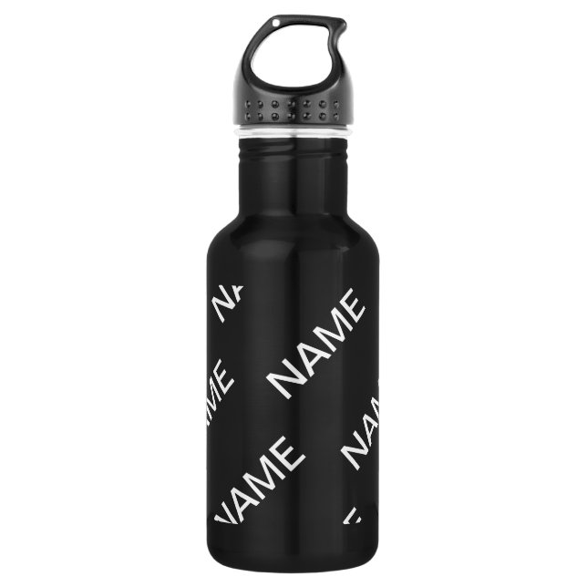 Customizable Text | Bold Modern Black & White Stainless Steel Water Bottle (Front)