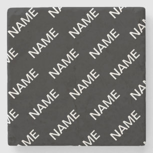 Customizable Text   Bold Modern Black & White Stone Coaster