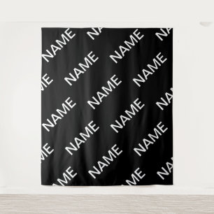 Customizable Text   Bold Modern Black & White Tapestry