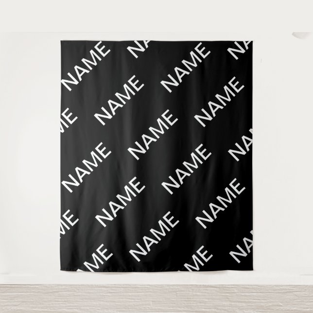 Customizable Text | Bold Modern Black & White Tapestry (Front)