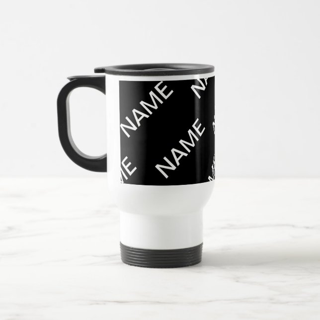 Customizable Text | Bold Modern Black & White Travel Mug (Left)