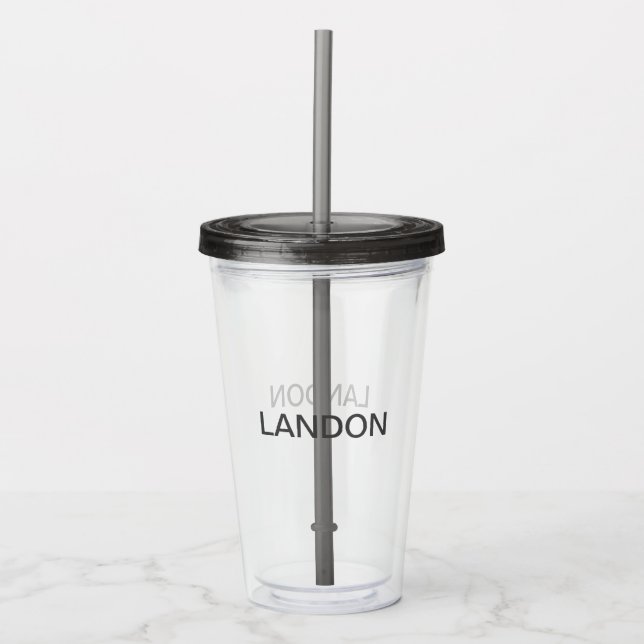 Customizable Text | Bold Modern Dark Grey Acrylic Tumbler (Front)