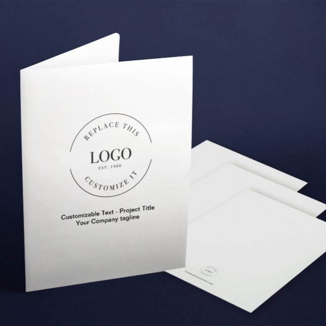  Customizable Text Business Logo website Simple Pocket Folder (Presentation pocket folder with logo, project tile, tagline and website. Large logo on white.)