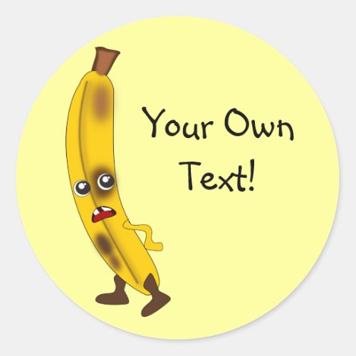 Customizable Text Cartoon Banana Classic Round Sticker
