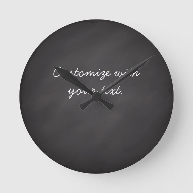 Customizable text chalkboard round clock (Front)