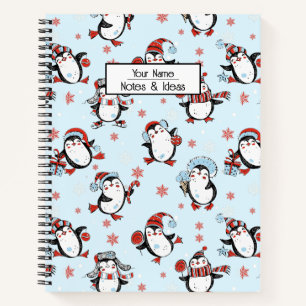 Customizable Text Christmas Penguin Notebook