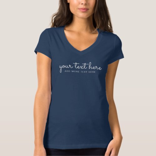 Customizable Text  Color Womens V_Neck Typography T_Shirt