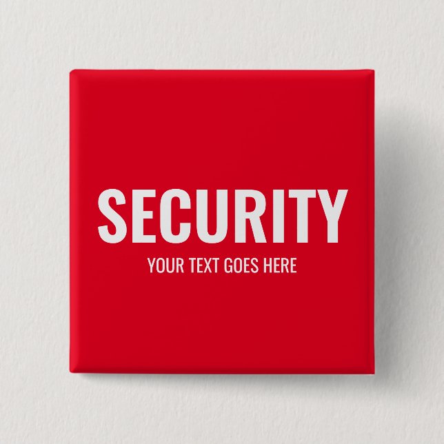 Customizable Text & Design Security Template Red Button (Front)