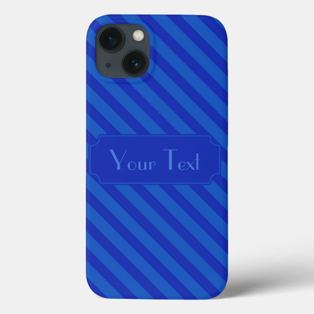 Customizable Text Diagonal dark cobalt blue Stripe Case-Mate iPhone Case (Back)
