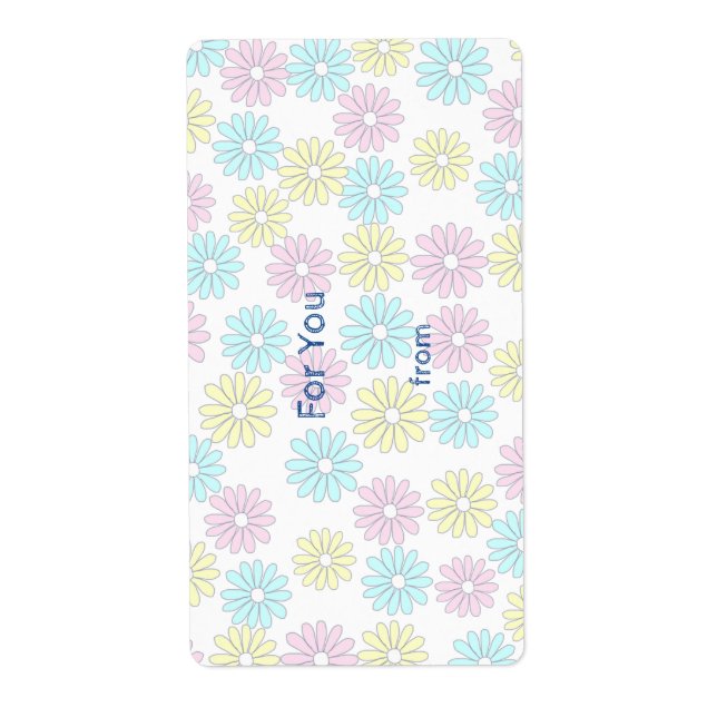 Customizable Text Flower Pastel Label (Front)