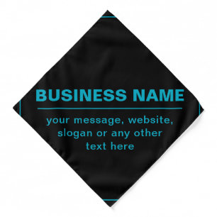 Customizable Text for Business Etc. Editable Black Bandana