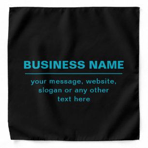 Customizable Text for Business Etc. Editable Black Bandana