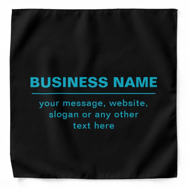 Customizable Text for Business Etc. Editable Black Bandana (Front)