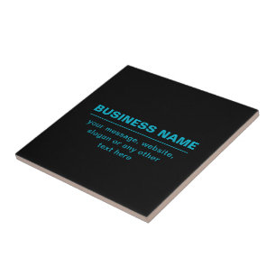 Customizable Text for Business Etc. Editable Black Ceramic Tile