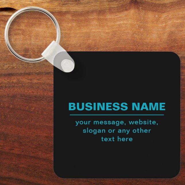 Customizable Text for Business Etc. Editable Black Keychain (Front)