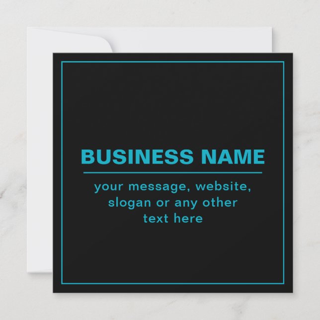 Customizable Text for Business Etc. Editable Black Note Card (Front)