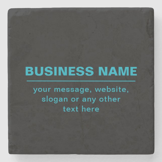 Customizable Text for Business Etc. Editable Black Stone Coaster (Front)