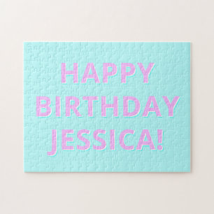 Customizable Text Happy Birthday to Any Name Jigsaw Puzzle