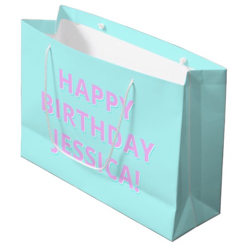 Customizable Text Happy Birthday to Any Name Large Gift Bag